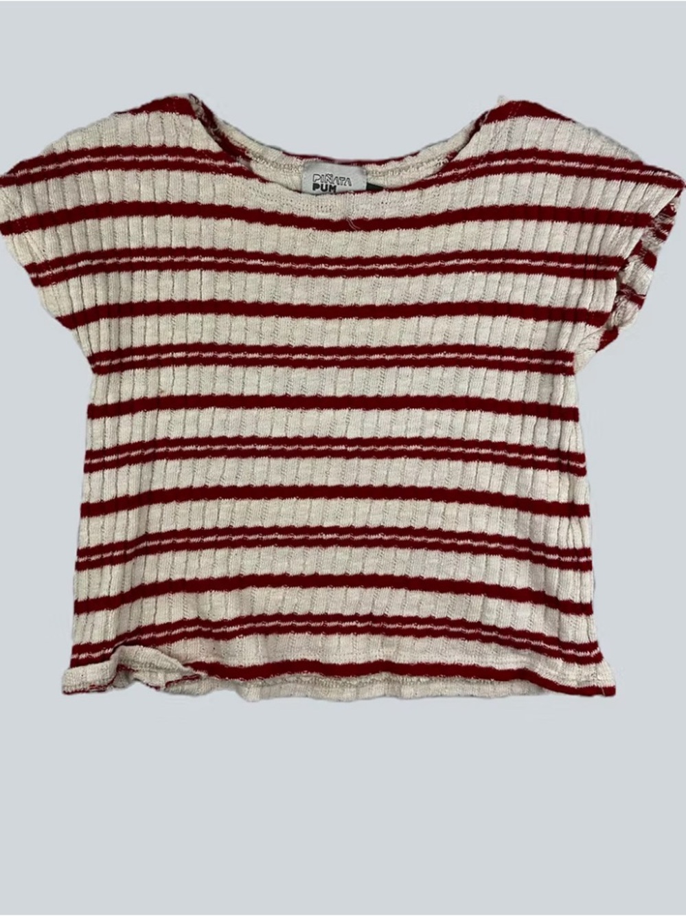 Kids Red & White Striped Shirt Sz 6/7 Years
